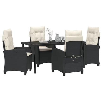Trädgårdsmöbelset med kudde 5 pcs Svart konstrotting