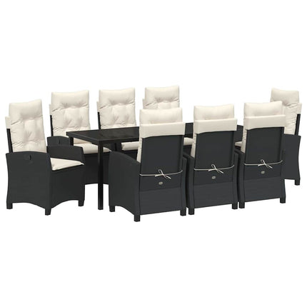Trädgårdsmöbelset med kudde 9 pcs Svart konstrotting