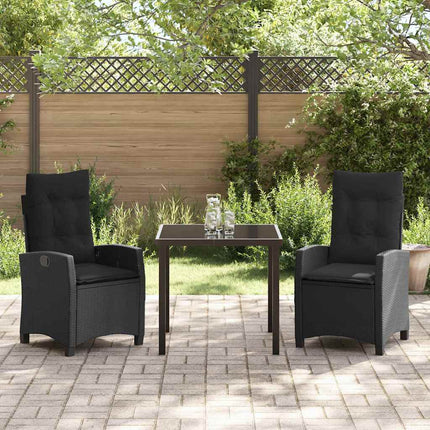 Trädgårdsmöbelset med kudde 3 pcs Svart konstrotting