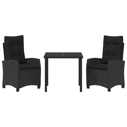 Trädgårdsmöbelset med kudde 3 pcs Svart konstrotting