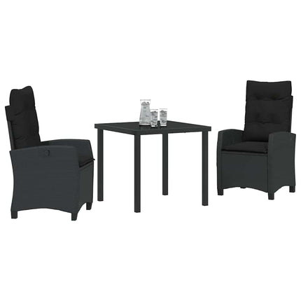 Trädgårdsmöbelset med kudde 3 pcs Svart konstrotting