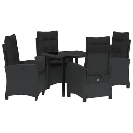 Trädgårdsmöbelset med kudde 5 pcs Svart konstrotting