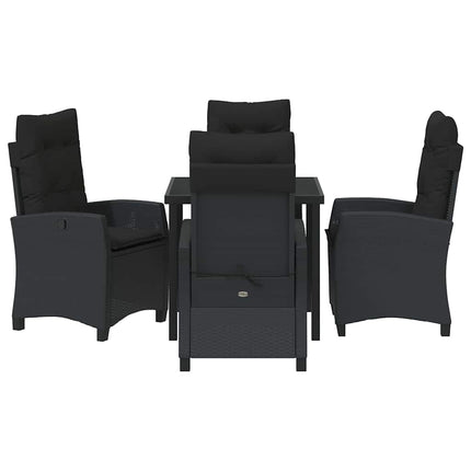 Trädgårdsmöbelset med kudde 5 pcs Svart konstrotting