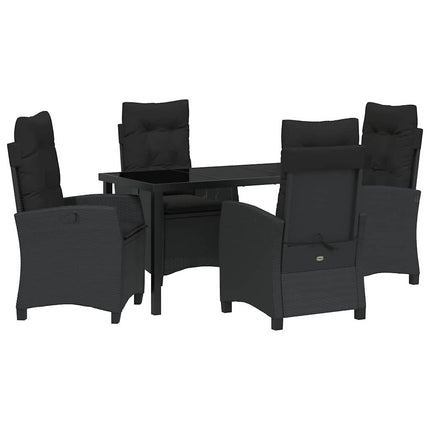 Trädgårdsmöbelset med kudde 5 pcs Svart konstrotting