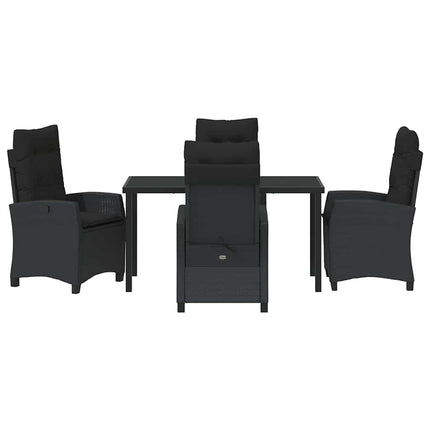 Trädgårdsmöbelset med kudde 5 pcs Svart konstrotting