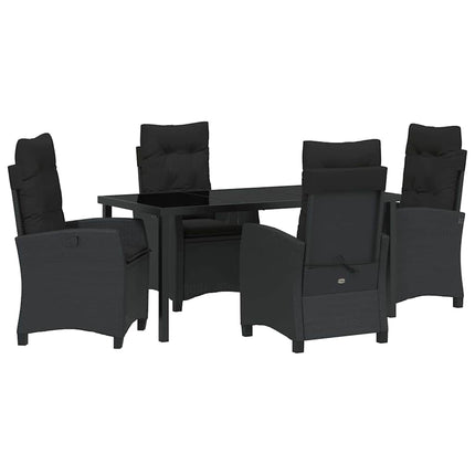 Trädgårdsmöbelset med kudde 5 pcs Svart konstrotting
