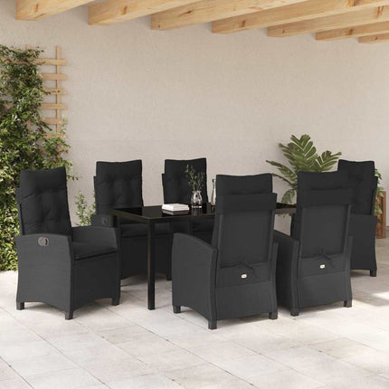 Trädgårdsmöbelset med kudde 7 pcs Svart konstrotting