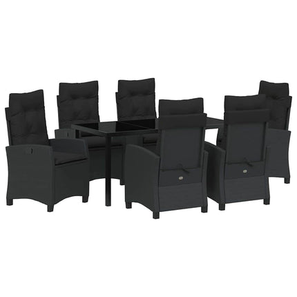 Trädgårdsmöbelset med kudde 7 pcs Svart konstrotting