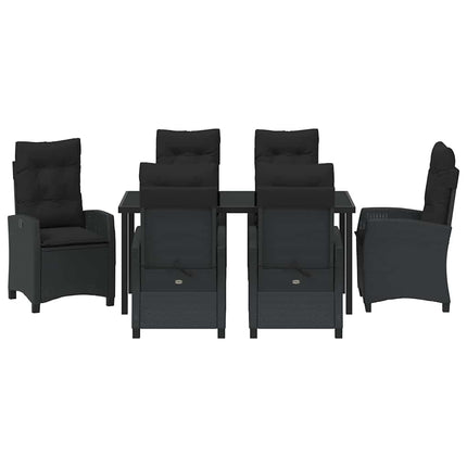 Trädgårdsmöbelset med kudde 7 pcs Svart konstrotting
