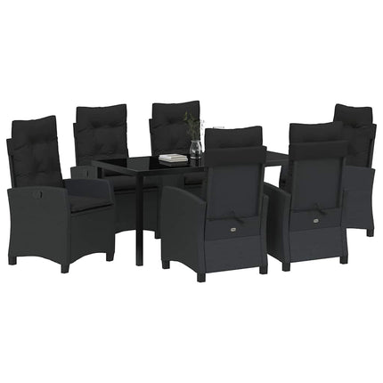 Trädgårdsmöbelset med kudde 7 pcs Svart konstrotting