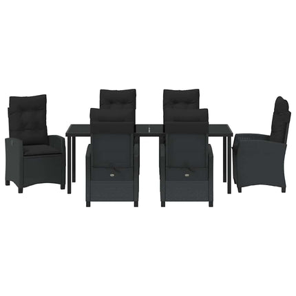 Trädgårdsmöbelset med kudde 7 pcs Svart konstrotting