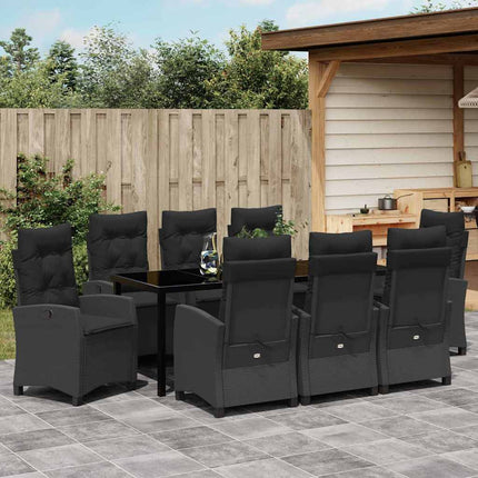 Trädgårdsmöbelset med kudde 9 pcs Svart konstrotting