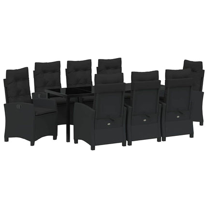 Trädgårdsmöbelset med kudde 9 pcs Svart konstrotting