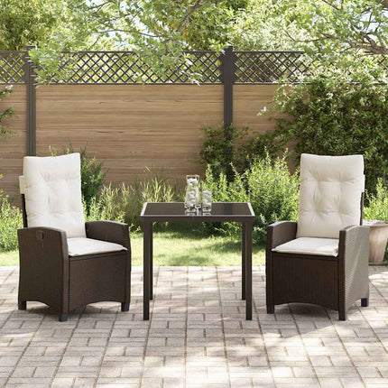 Trädgårdsmöbelset med kudde 3 pcs Brun konstrotting