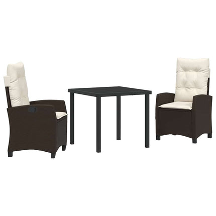 Trädgårdsmöbelset med kudde 3 pcs Brun konstrotting