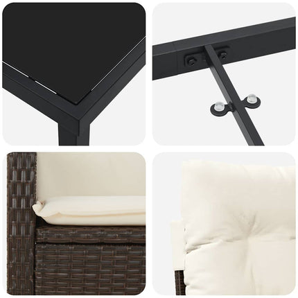 Trädgårdsmöbelset med kudde 5 pcs Brun konstrotting