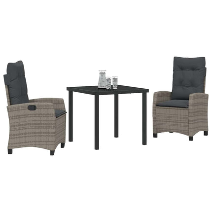 Trädgårdsmöbelset med kudde 3 pcs Grå konstrotting