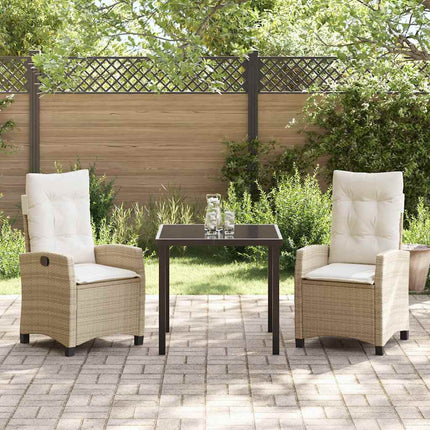 Trädgårdsmöbelset med kudde 3 pcs Beige konstrotting