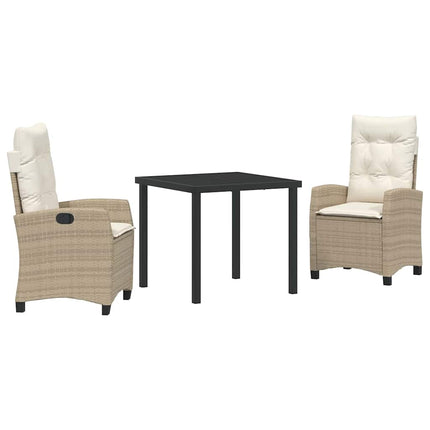 Trädgårdsmöbelset med kudde 3 pcs Beige konstrotting