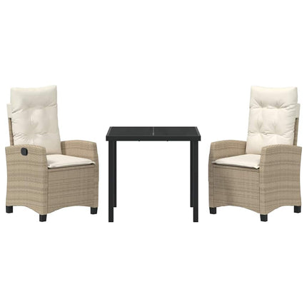 Trädgårdsmöbelset med kudde 3 pcs Beige konstrotting