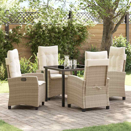 Trädgårdsmöbelset med kudde 5 pcs Beige konstrotting
