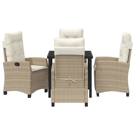 Trädgårdsmöbelset med kudde 5 pcs Beige konstrotting