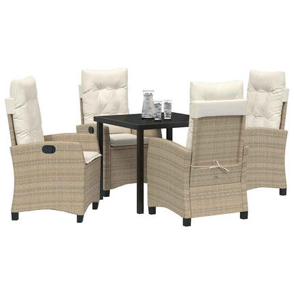 Trädgårdsmöbelset med kudde 5 pcs Beige konstrotting