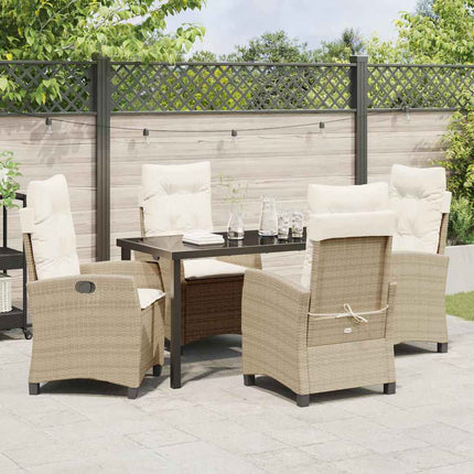 Trädgårdsmöbelset med kudde 5 pcs Beige konstrotting