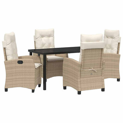 Trädgårdsmöbelset med kudde 5 pcs Beige konstrotting
