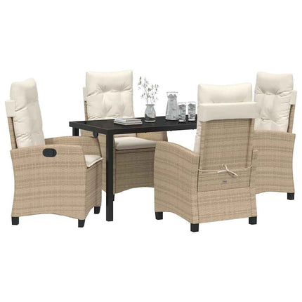 Trädgårdsmöbelset med kudde 5 pcs Beige konstrotting