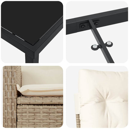 Trädgårdsmöbelset med kudde 5 pcs Beige konstrotting
