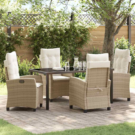Trädgårdsmöbelset med kudde 5 pcs Beige konstrotting