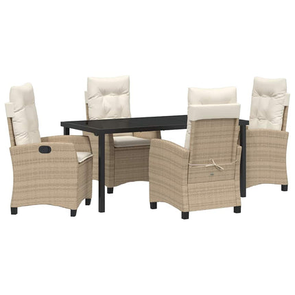 Trädgårdsmöbelset med kudde 5 pcs Beige konstrotting