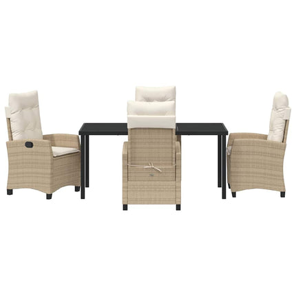 Trädgårdsmöbelset med kudde 5 pcs Beige konstrotting