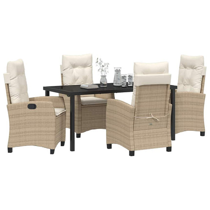 Trädgårdsmöbelset med kudde 5 pcs Beige konstrotting