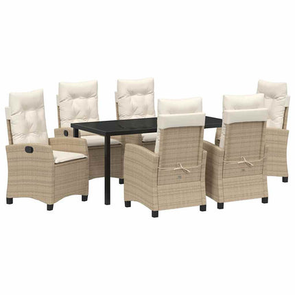 Trädgårdsmöbelset med kudde 7 pcs Beige konstrotting