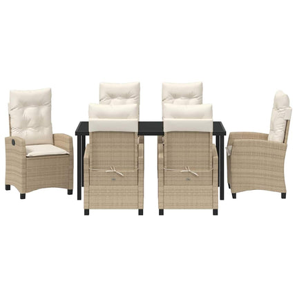 Trädgårdsmöbelset med kudde 7 pcs Beige konstrotting