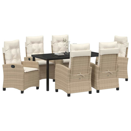 Trädgårdsmöbelset med kudde 7 pcs Beige konstrotting