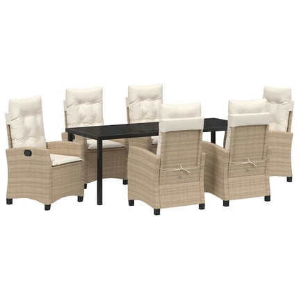 Trädgårdsmöbelset med kudde 7 pcs Beige konstrotting