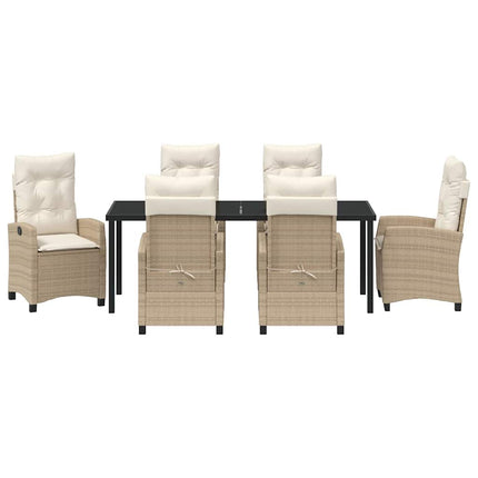 Trädgårdsmöbelset med kudde 7 pcs Beige konstrotting