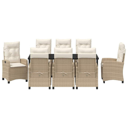 Trädgårdsmöbelset med kudde 9 pcs Beige konstrotting