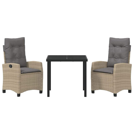 Trädgårdsmöbelset med kudde 3 pcs Beige konstrotting