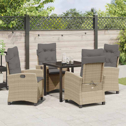 Trädgårdsmöbelset med kudde 5 pcs Beige konstrotting
