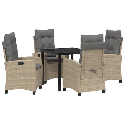 Trädgårdsmöbelset med kudde 5 pcs Beige konstrotting