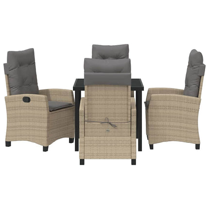 Trädgårdsmöbelset med kudde 5 pcs Beige konstrotting
