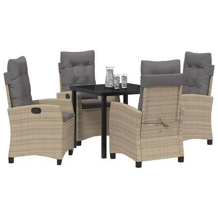 Trädgårdsmöbelset med kudde 5 pcs Beige konstrotting