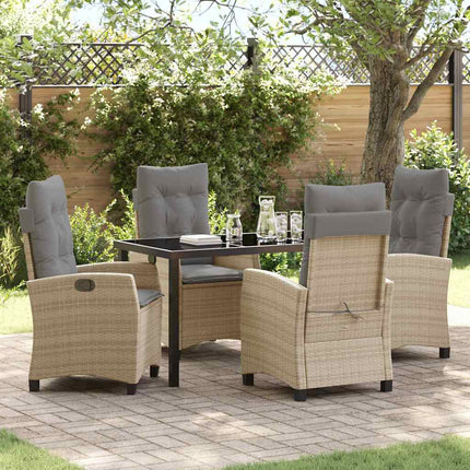Trädgårdsmöbelset med kudde 5 pcs Beige konstrotting