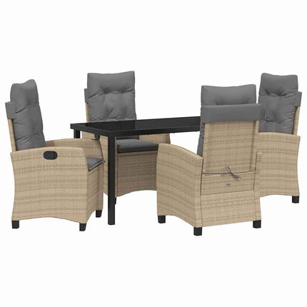 Trädgårdsmöbelset med kudde 5 pcs Beige konstrotting