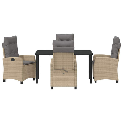 Trädgårdsmöbelset med kudde 5 pcs Beige konstrotting