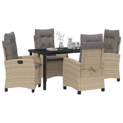 Trädgårdsmöbelset med kudde 5 pcs Beige konstrotting